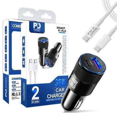 USB Car charger 38W with 1 port & Type C Cable