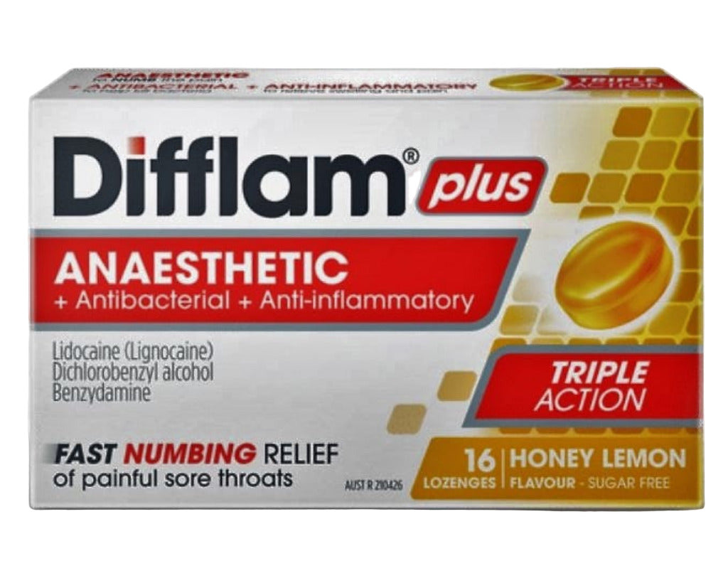 Difflam plus 16 lozenges cough honey lemon