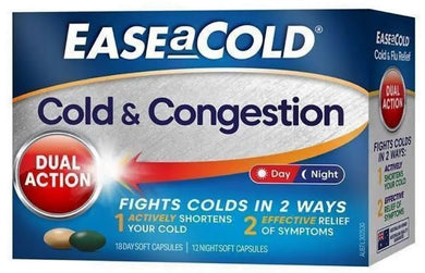 MedT - Ease a Cold  Cold & Congestion 18Day 12Night Capsules