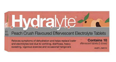 Vit - Hydralyte Electrolyte 10 Tablets Peach Crush Flavoured