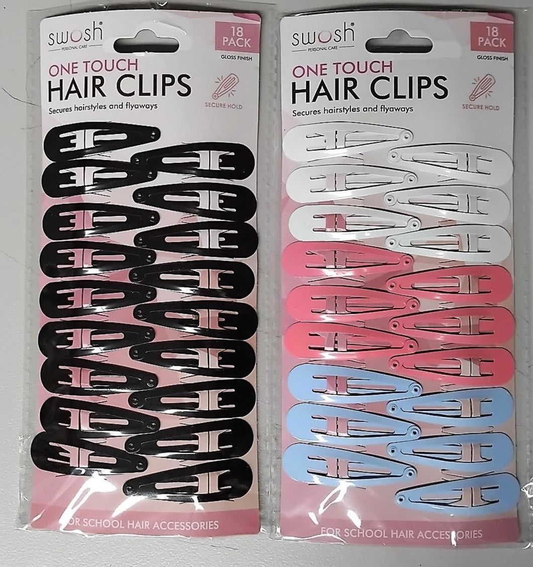 Hair Clips 18pcs assorted colours