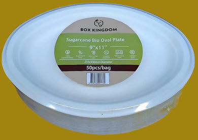 Paper Plates Oval 9 50pc Sugarcane
