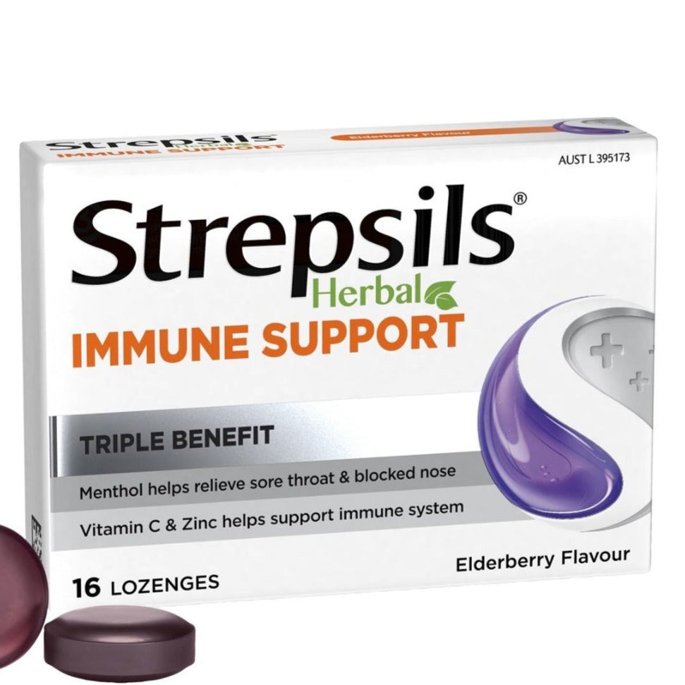 LOZ - Strepsils Herbal Immune support Elderberry 16s