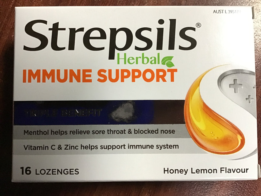 LOZ - Strepsils Herbal Immune support Honey Lemon 16s