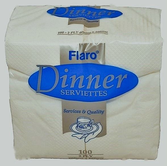Paper Dinner Serviettes 100 2-Ply 40x40cm