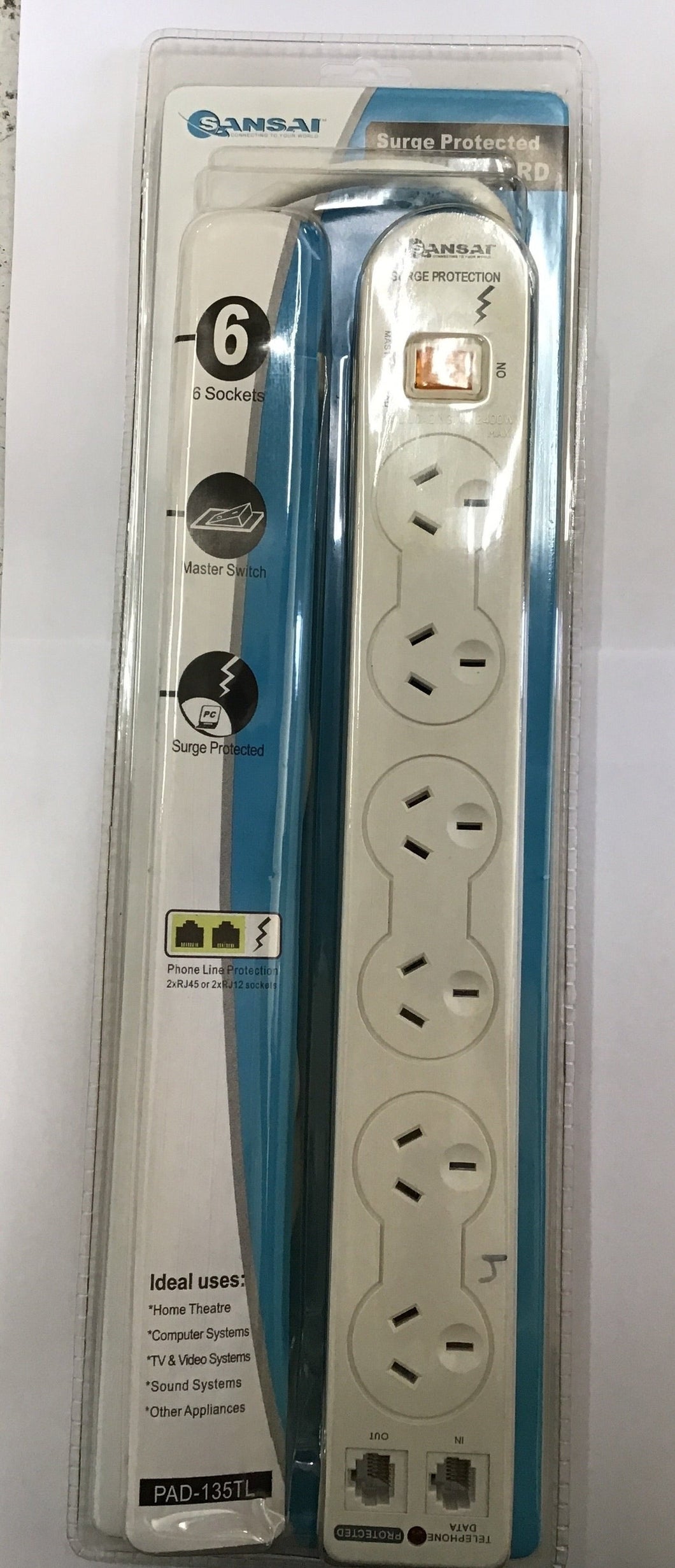Sensai Surge Protected Powerboard 6 Outlets
