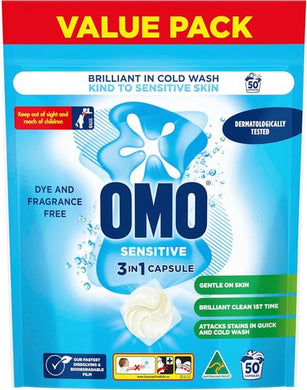 OMO Sensitive 3 in 1 Laundry 50 Capsules