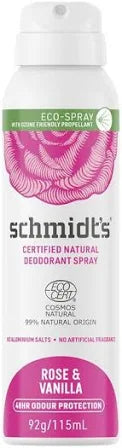 Schmidt's Deodorant Spray Rose Vanilla 115ml
