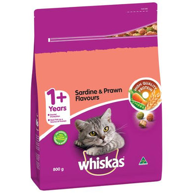 Whiskas 800g Dry Cat Food Sardines&Prawns