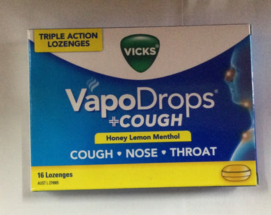 LOZ - Vicks VapoDrops +Cough 16 Lemon Lozengers